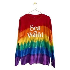 Sea World Seaworld Rainbow Pride Tie Dye Long Sleeve T-shirt Adult M